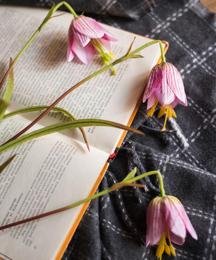 Faux Silk Fritillaries Lily Flower Stem in Pink or Purple 26" Tall