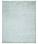 Silky 8x10 Silver and Aqua Handmade Floral Design Art Silk Area Rug by The Rug Decor