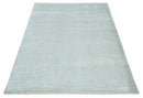 Silky 8x10 Silver and Aqua Handmade Floral Design Art Silk Area Rug by The Rug Decor