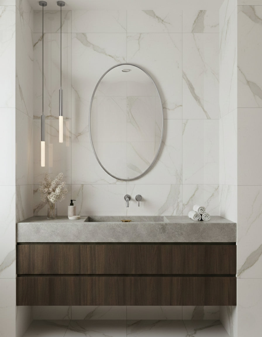 Silver Brass Oval Wall Mirror