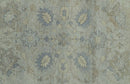 Silver And Beige Traditional Design Hand Knotted 4x5.6 Wool Area Rug