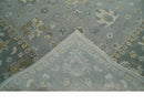 Oushak Wool Area Rug Silver and Brown - Hand-Knotted Traditional Floral