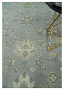 Oushak Wool Area Rug Silver and Brown - Hand-Knotted Traditional Floral