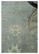 Oushak Wool Area Rug Silver and Brown - Hand-Knotted Traditional Floral by The Rug Decor