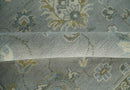 Oushak Wool Area Rug Silver and Brown - Hand-Knotted Traditional Floral