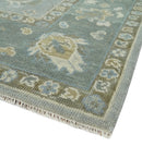 Oushak Wool Area Rug Silver and Brown - Hand-Knotted Traditional Floral