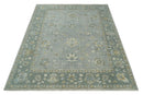Oushak Wool Area Rug Silver and Brown - Hand-Knotted Traditional Floral