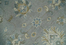 Oushak Wool Area Rug Silver and Brown - Hand-Knotted Traditional Floral
