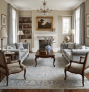 Oushak Wool Area Rug Silver and Brown - Hand-Knotted Traditional Floral by The Rug Decor