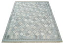 Silver and Beige Modern Geometrical Dhurrie Wool and Viscose Rug