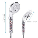 Silver and clear high pressure shower head with filter beads bathroom by Decorbites