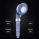 Silver and clear high pressure shower head with filter beads bathroom by Decorbites