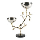 GobekUsa Golden Bird Metal Snack Bowl with Branches and Birds Fruit Platter