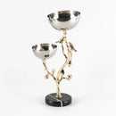 GobekUsa Golden Bird Metal Snack Bowl with Branches and Birds Fruit Platter