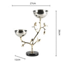 GobekUsa Golden Bird Metal Snack Bowl with Branches and Birds Fruit Platter