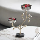 GobekUsa Golden Bird Metal Snack Bowl with Branches and Birds Fruit Platter