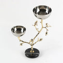 GobekUsa Golden Bird Metal Snack Bowl with Branches and Birds Fruit Platter