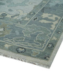 Silver Gray Oushak Hand Knotted Wool Area Rug - Traditional Multi Size