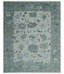 Silver and Gray Hand knotted Traditional Oushak Multi Size wool Area Rug
