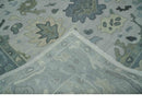 Silver Gray Oushak Hand Knotted Wool Area Rug - Traditional Multi Size