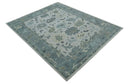 Silver Gray Oushak Hand Knotted Wool Area Rug - Traditional Multi Size