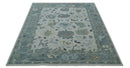 Silver Gray Oushak Hand Knotted Wool Area Rug - Traditional Multi Size