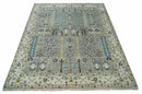 Tree of life Silver and Ivory Hand Knotted Traditional Oushak Multi Size Wool Area Rug