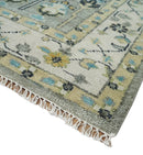 Tree of life Silver and Ivory Hand Knotted Traditional Oushak Multi Size Wool Area Rug