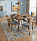 Hand-Knotted Turkish Wool Area Rug Traditional Oushak Design Silver Blue Rust Mustard