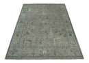 Silver and Olive 8x10 Antique Hand Knotted Turkish Design Area Rug