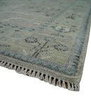 Silver and Olive 8x10 Antique Hand Knotted Turkish Design Area Rug