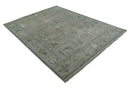 Silver and Olive 8x10 Antique Hand Knotted Turkish Design Area Rug