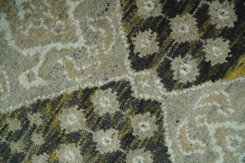 Silver, Beige, Olive and Charcoal Hand Knotted Traditional Heriz 5x8 wool Area Rug