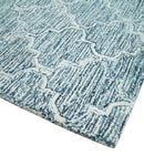 Wool Area Rug Blue and Ivory Geometric Hand Tufted Modern Design by The Rug Decor