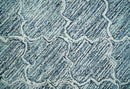 Silver, Blue and Ivory Modern Geometric Hand Tufted Multi Size Natural Wool Rug