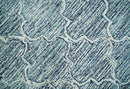 Wool Area Rug Blue and Ivory Geometric Hand Tufted Modern Design by The Rug Decor