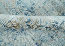 Silver, Blue and Olive Antique Finish, Vintage look, Art Silk Area Rug, Living Room Rug | TRDMM3