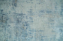 Silver, Blue and Olive Antique Finish, Vintage look, Art Silk Area Rug, Living Room Rug | TRDMM3