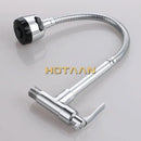 Silver brass cold kitchen faucet with flexible ribbed spout by Decorbites