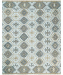 Ivory and Beige Fine Wool Viscose Blend Area Rug - Modern Style
