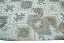 Ivory And Beige Modern Style Fine Wool and Viscose Rug