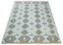 Ivory And Beige Modern Style Fine Wool and Viscose Rug