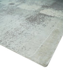 Silver, Charcoal and Ivory Modern Abstract 5x8 Hand loom viscose Area Rug