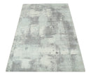 Silver, Charcoal and Ivory Modern Abstract 5x8 Hand loom viscose Area Rug