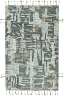 Silver, Charcoal, Beige and Tan Modern abstract Carved Texture 5x8 Hand Knotted Wool Area Rug