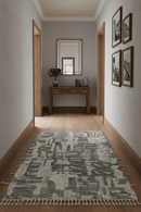 Silver, Charcoal, Beige and Tan Modern abstract Carved Texture 5x8 Hand Knotted Wool Area Rug