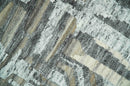 Silver, Charcoal, Beige and Tan Modern abstract Carved Texture 5x8 Hand Knotted Wool Area Rug