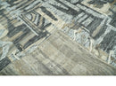 Silver, Charcoal, Beige and Tan Modern abstract Carved Texture 5x8 Hand Knotted Wool Area Rug