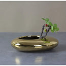 GobekUsa Silver Cobblestone Ceramic Vase Geometric Oval Flower Pot Home Decor