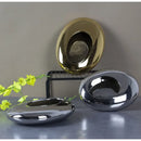GobekUsa Silver Cobblestone Ceramic Vase Geometric Oval Flower Pot Home Decor
